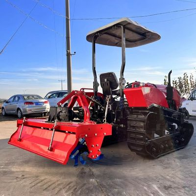 সহায়ক সরঞ্জাম সহ শক্তিশালী ছোট 50HP ধানক্ষেত্র ক্রলার ট্র্যাক্টর